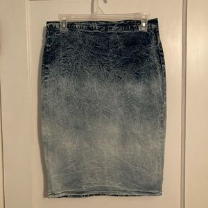 Acid wash denim skirt